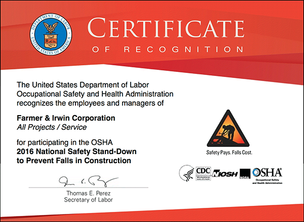 OSHA Certificate